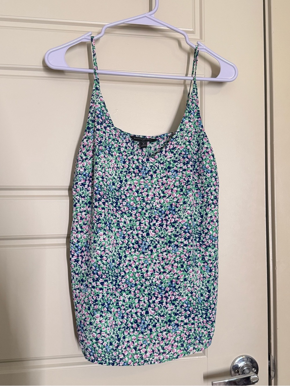 Banana Republic Navy Floral Spaghetti-Strap Cami with Pink and Green Accents